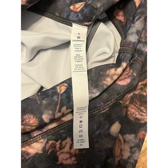 Lululemon Crop Leggings Size 6 Spring Bloom Flip Waist Yoga Active Mesh Leg - Picture 6 of 8